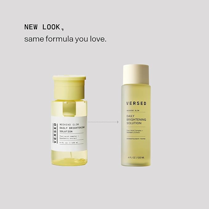 Versed Weekend Glow Daily Brightening AHA Liquid – Gentle Exfoliating Toner with Vitamin C and Botanicals – Helps Visibly Improve Skin Clarity and Tone (Weekend Glow - 4 Fl Oz (Pack of 1))