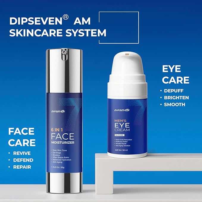 6 in 1 Face Cream for Men: Anti-Aging Mens Moisturizer - Firming Peptide & Hyaluronic Acid & Squalane - Wrinkles Cream Eye Bag Treatment for Men