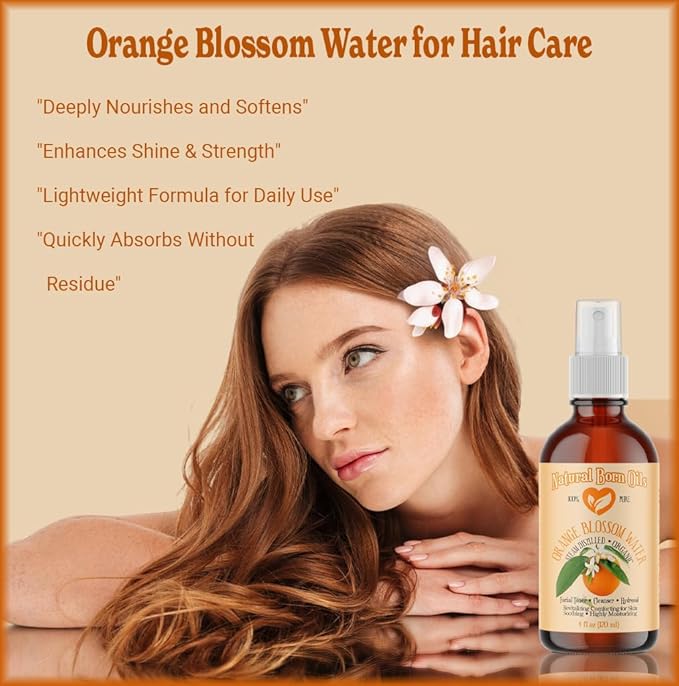 Orange Blossom Water, 1 Gallon, Organic, Steam-Distilled, Pure Floral Hydrosol, Facial Toner & Cleanser, with Sprayer. Natural Born Oils.