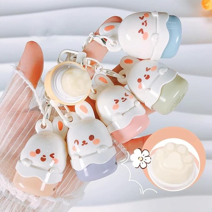 Cute Little Rabbit Lip Balm for Children,Anti-Dry Anti-Crack Moisturizing Lip Gloss,Natural Ingredients Lipsticks Lip Care Products,Fruit Flavored Lip Stick for Kids