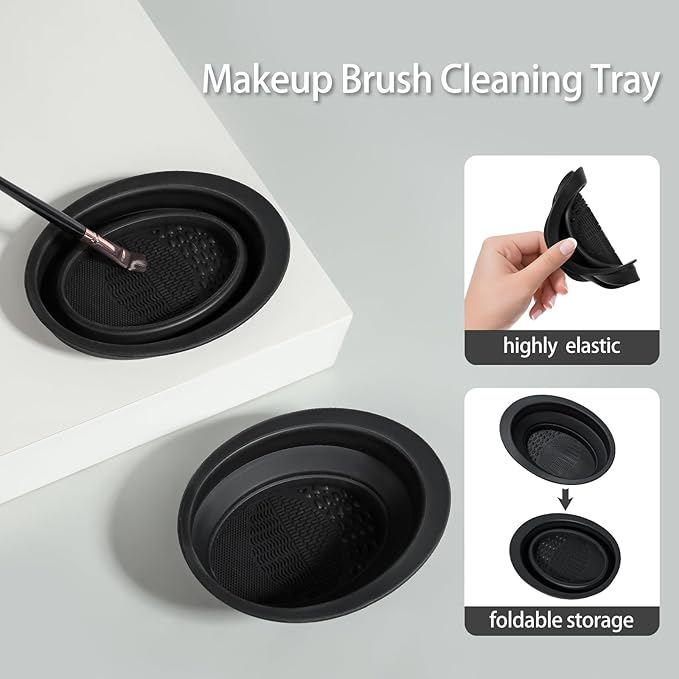 Makeup Brush Set for Foundation Concealer Eyeshadow and Travel, Include Make Up Brush, Sponge, 51PCS Black