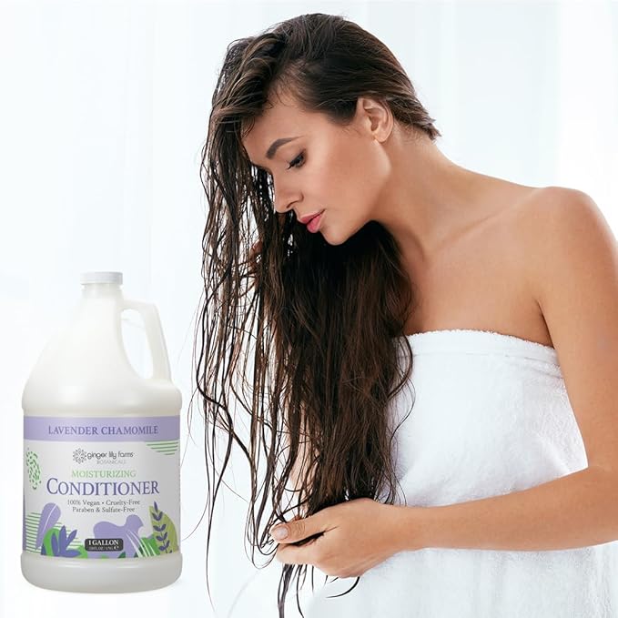 Ginger Lily Farms Botanicals Moisturizing Conditioner for Dry Hair, 100% Vegan & Cruelty-Free, Lavender Chamomile Scent, 1 Gallon Refill (128 fl oz)