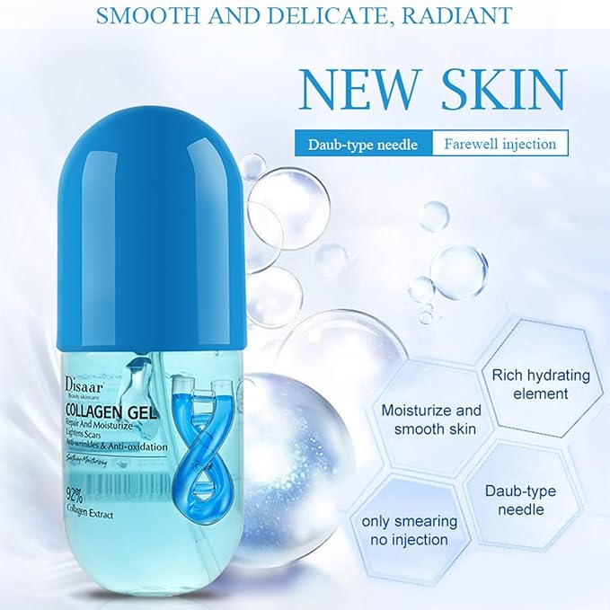 DISAAR Beauty Aloe Vera Gel Cracked Skin Refreshing After Sun Moisturizing 280ml/9.45oz… (Collagen Gel)