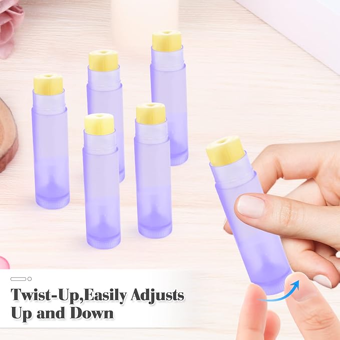 50 Pcs 5.5g Twist-up Lip Balm Tubes,Empty Plastic Lip Gloss Balm Containers Rotatable Deodorant Containers for DIY Homemade Lipsticks, Chapsticks and Homemade Solid Perfume,Purple