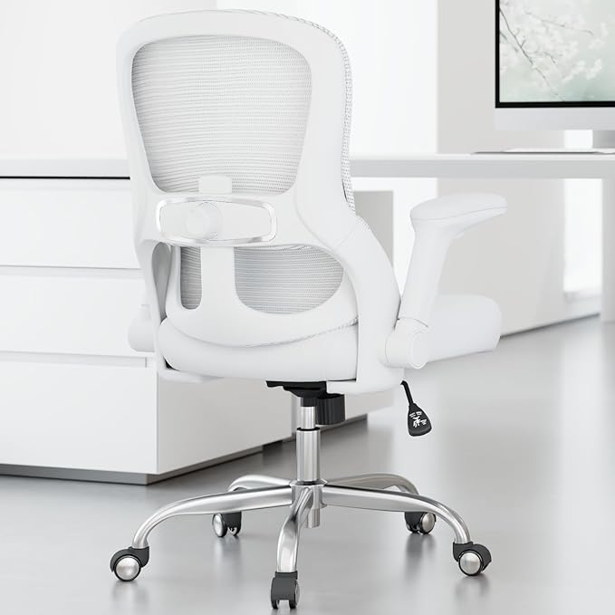 White Office Chair for Big and Tall People - 400lbs Wide Seat Computer Desk Chair Gaming Ergonomic High Back Cushion Lumbar Support with Comfy Mesh Swivel Rolling Home, Task Chair