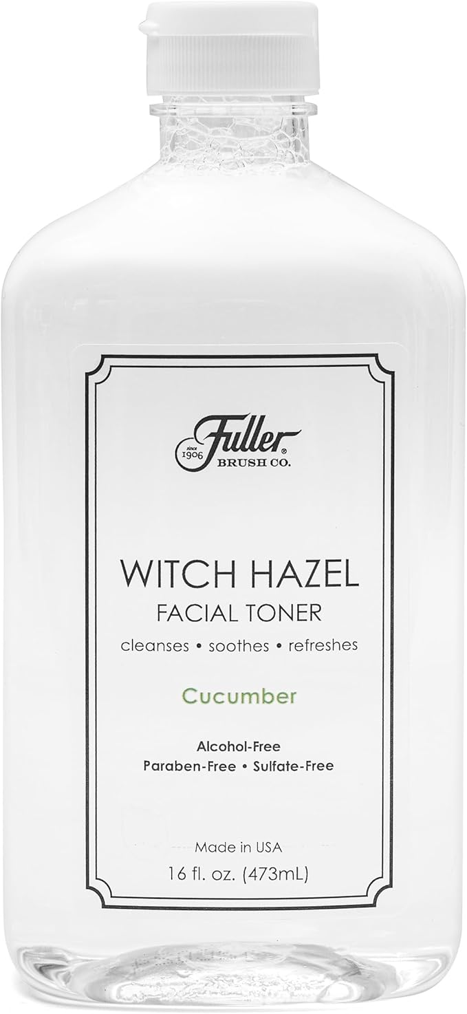 Fuller Brush Witch Hazel Facial Toner - Alcohol-Free, Organic Aloe Vera & Witch Hazel, 16 fl. oz, Paraben & Sulfate-Free, Cleanses - Soothes, Refreshes - Made in USA (Cucumber), Clear