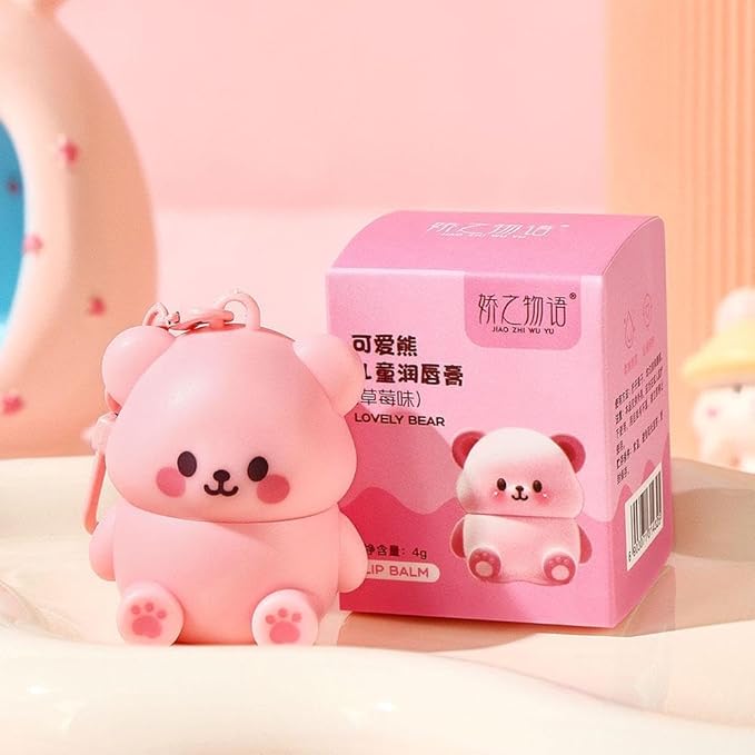 Cute Little Bear Lip Balm for Children,Anti-Dry Anti-Crack Moisturizing Lip Gloss,Natural Ingredients Lipsticks Lip Care Products,Fruit Flavored Lip Stick for Kids (3pcs1)