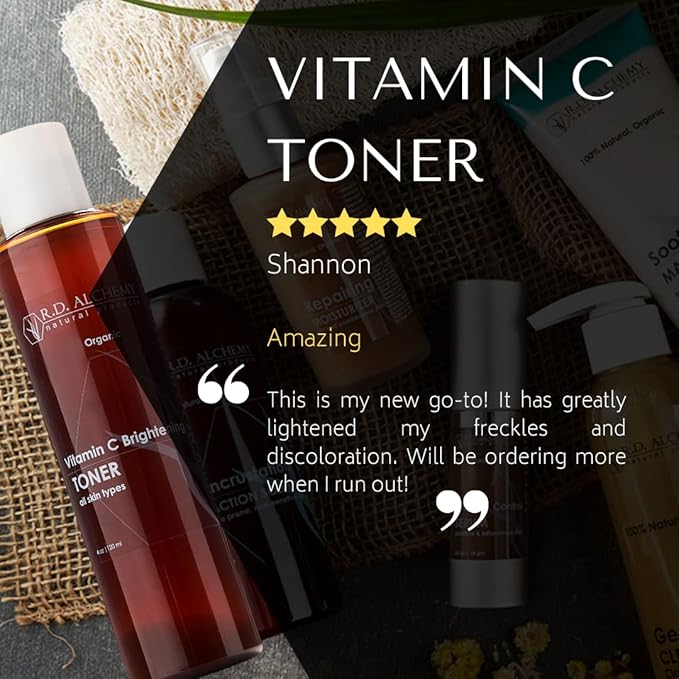 RD Alchemy - Natural & Organic Vitamin C Facial Toner - Brighten, Tighten & Tone Large Pores and Spots with Vitamin C-Rich Herbal Extracts for a Radiant, Refreshed Complexion.