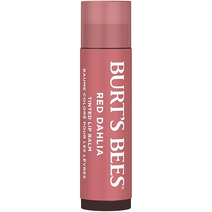 Burt's Bees Easter Basket Stuffers, Lip Tint Balm with Long Lasting 2 in 1 Duo Tinted Balm Formula, Color Infused with Hydrating Shea Butter for a Natural Looking Buildable Finish, Red Dahlia (2-Pack)