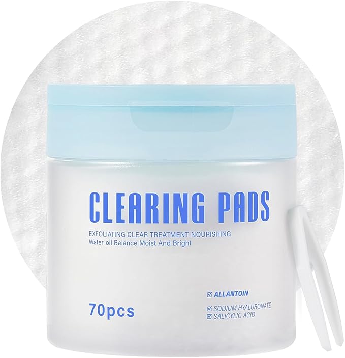 Salicylic Acid Toner Pads Face Care, Gentle Pore Shrinking Face Exfoliator Toner Pads, Soothing Skin Care Dual Texture Salicylic Acid Pad, Oil Control Deep Cleansing Facial Cotton (Pack of 70)