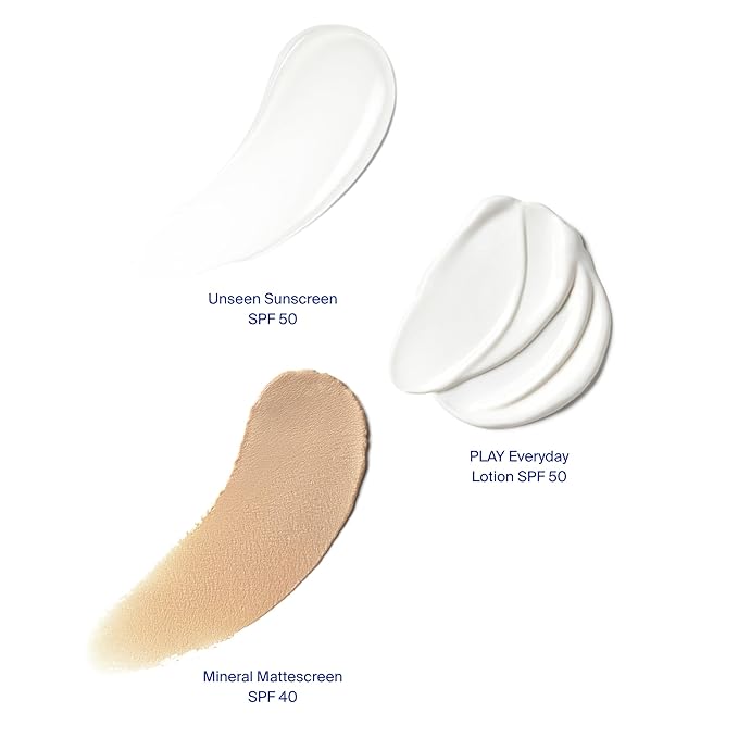 Supergoop! Daily SPF Starter - Includes 3 Travel-Sized SPF Favorites: Unseen Sunscreen SPF 40, Mineral Mattescreen SPF 40, and PLAY Everyday Lotion SPF 50 - Non-Comedogenic