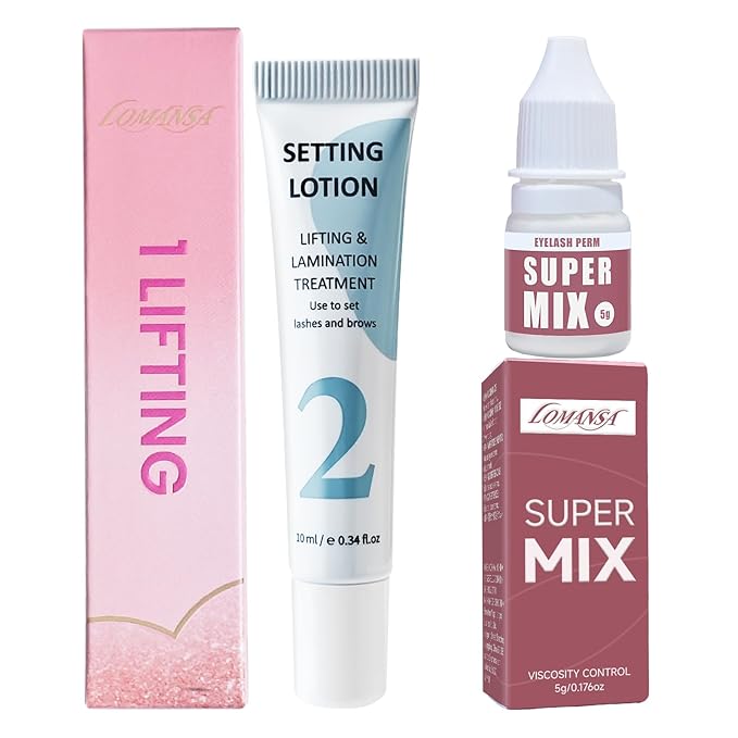 Korean Lash Lift Powder with Setting Lotion - Glueless Viscosity Enhancer for Eyelash Perm & Lift, Super Mix Solution Keratin Eyelash Lift