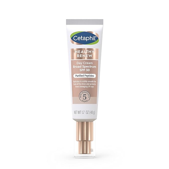 Cetaphil Healthy Renew Moisturizing Day Cream 1.7 Oz, with SPF 30, Skin Tightening Anti Wrinkle Cream for Face with Peptides, Fragrance Free, Retinol Alternative For Sensitive Skin, (Pack of 2)