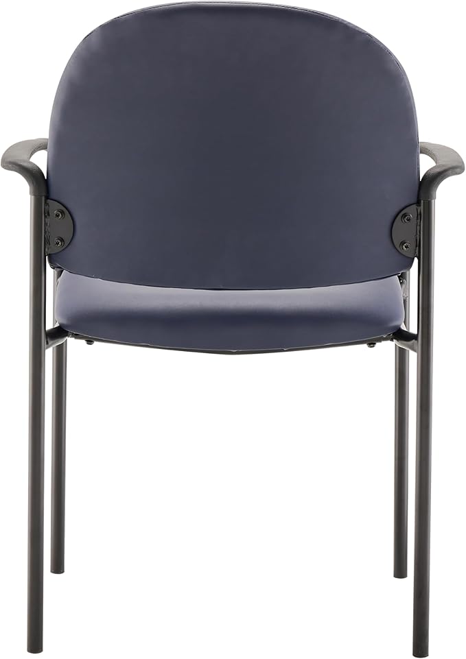 Flash Furniture Tiffany Side Reception Chair with Armrests, Stackable Vinyl Waiting Room Chair for Commercial or Residential Use, Navy