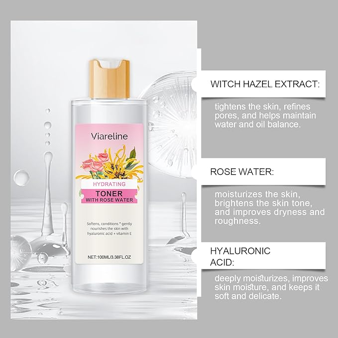 Witch Hazel Rose Moisturizing Toner, Deep Nourishing Hydrating Gentle Moisturizing Facial