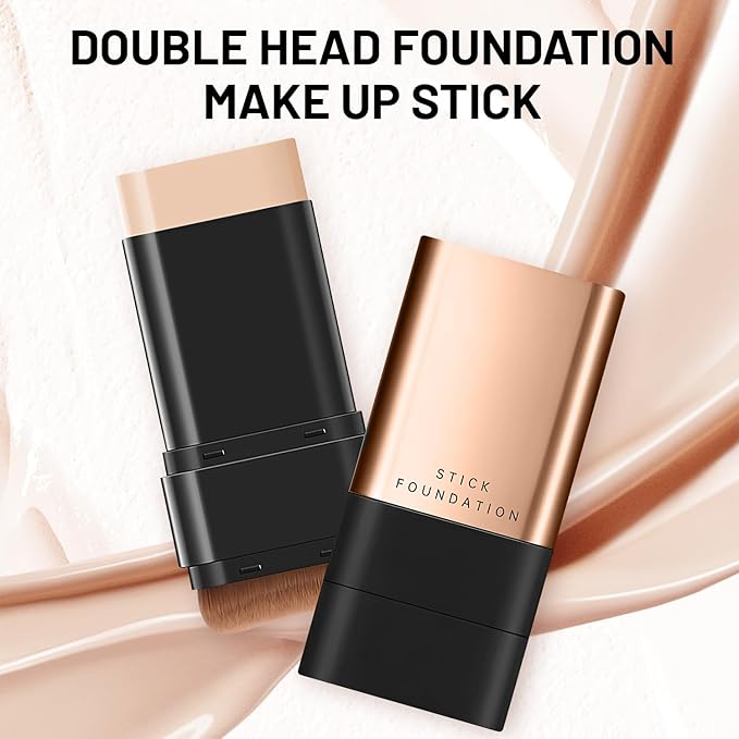 2 In 1- Luxury Anti-Wrinkle Foundation Stick, Korea Flawless Eraser Foundation Stick With Brush, Contour Stick Foundation Face Stick, Makeup Eraser Korean Foundation Stick (Ivory, 1pc)