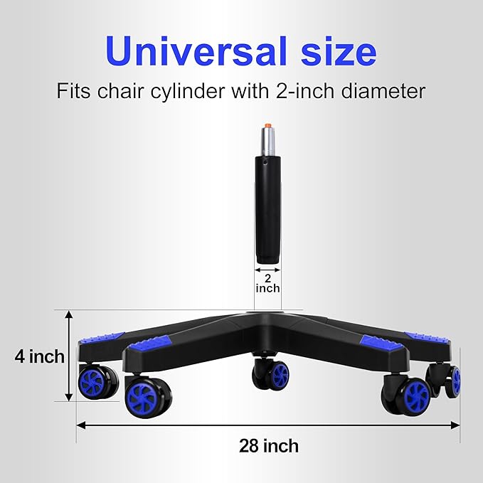 Frassie 28 Inch Heavy Duty Nylon Gaming Office Chair Base Replacement Part with 5 Casters