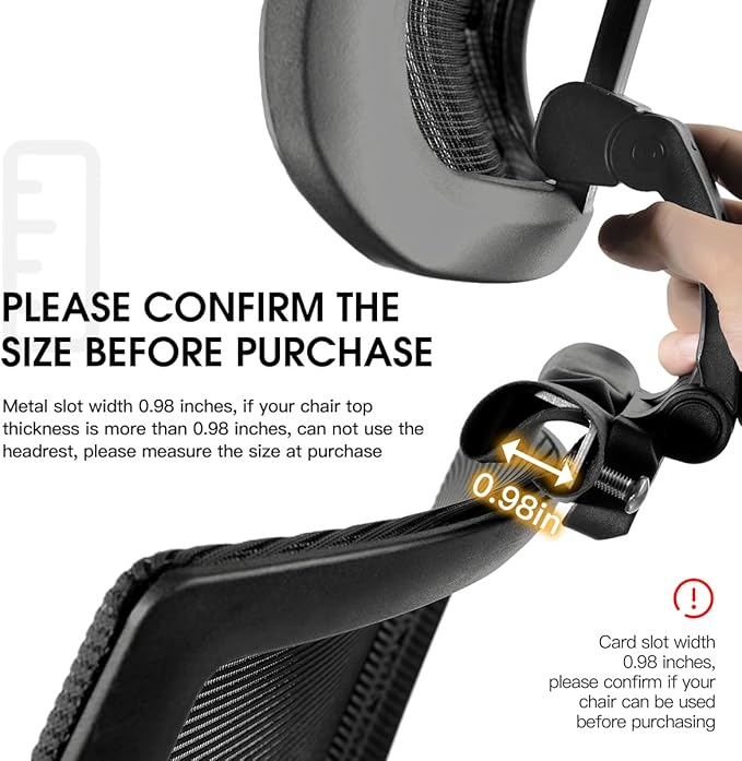The Office Chair Headrest Attachment, Can Adjust The Height, Inclination, and Distance Between The Front and Back.Mesh Headrest is Suitable for Ergonomic Office Chairs(Black)