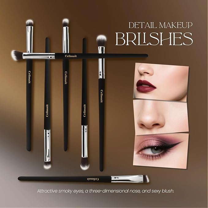 Makeup Brushes Set Professional & Beginner Friendly with Uniquely Designed Case, Soft Synthetic Bristles for Foundation Contour Blush Concealer Highlight Blending Eyeshadow, 12Pcs(Dark Black)