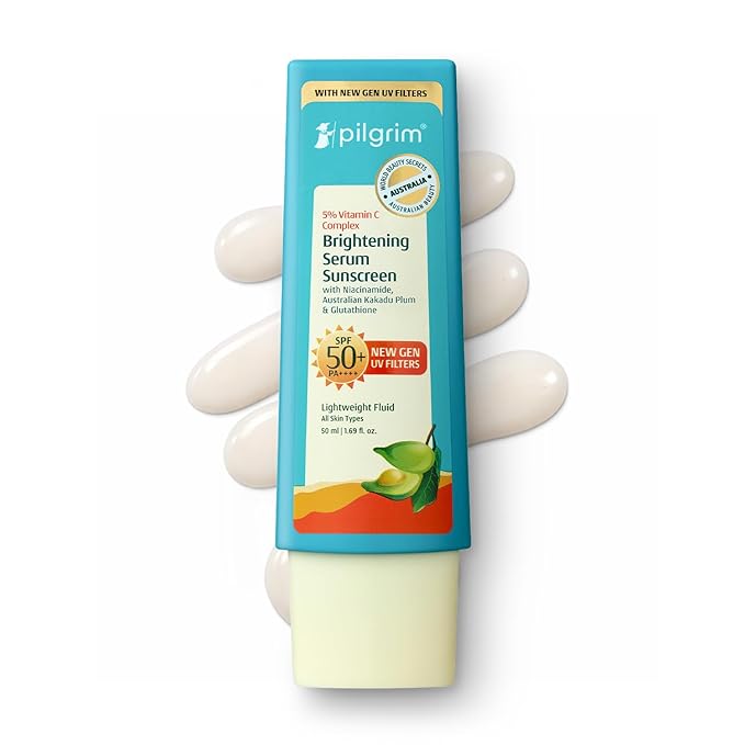 Pilgrim 5% Vitamin C Gel Sunscreen SPF 60 PA++++ | Ultra Light Broad Spectrum UVA UVB Protection with Kakadu Plum | Non Greasy Daily Face Sunscreen for All Skin Types | 1.52 Fl Oz (45ml)