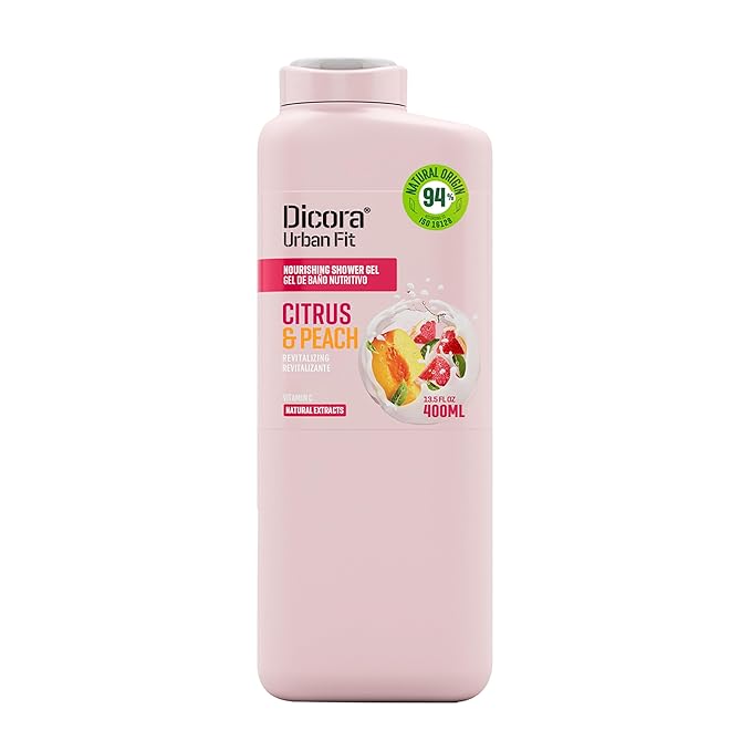 Dicora Urban Fit Shower Gel - Women and Mens Body Wash for All-Day Hydration - Prevents Premature Aging with Vitamin C - Citrus and Peach - 13.5 oz