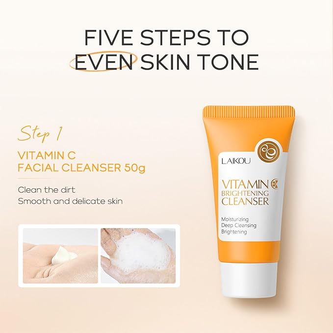 Vitamin C Skincare Set,Skincare Gifts for Women Teenage Girls,Day & Night Skincare Gift Set Skin Care Sets & kits - Cleanser, Toner, Face Serum, Face Cream, And Eye Cream(5 PCS)