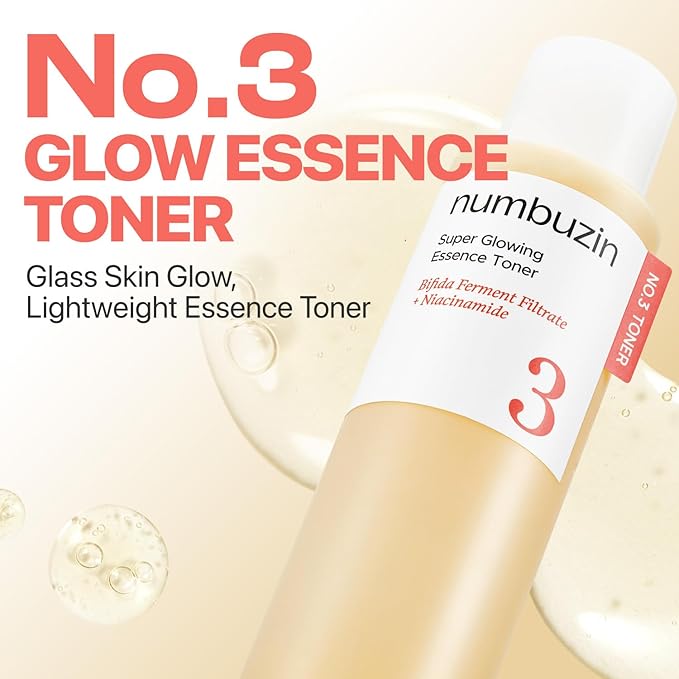 numbuzin No.3 Glowing Skin Duo | Essence Toner + Serum Set for Pores, Texture & Radiance, Glow