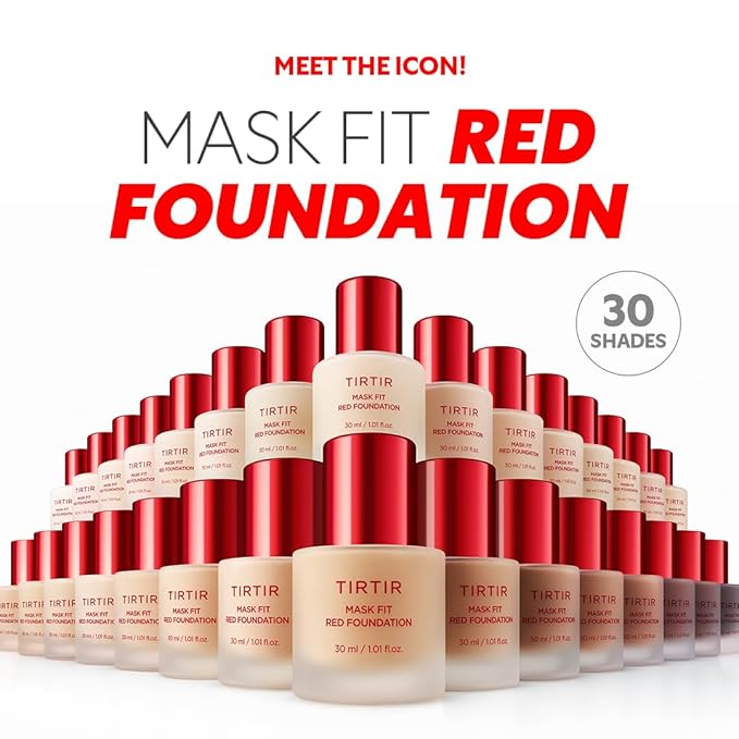 TIRTIR Mask Fit Red FoundationㅣLong Lasting Flawless Coverage, Energy Essence, Lightweight, Hydrating, Pore-Blurring, Breathable Satin Finish, Makeup, Radiant Skin, #43N Deep Cocoa, 1.01 Fl Oz