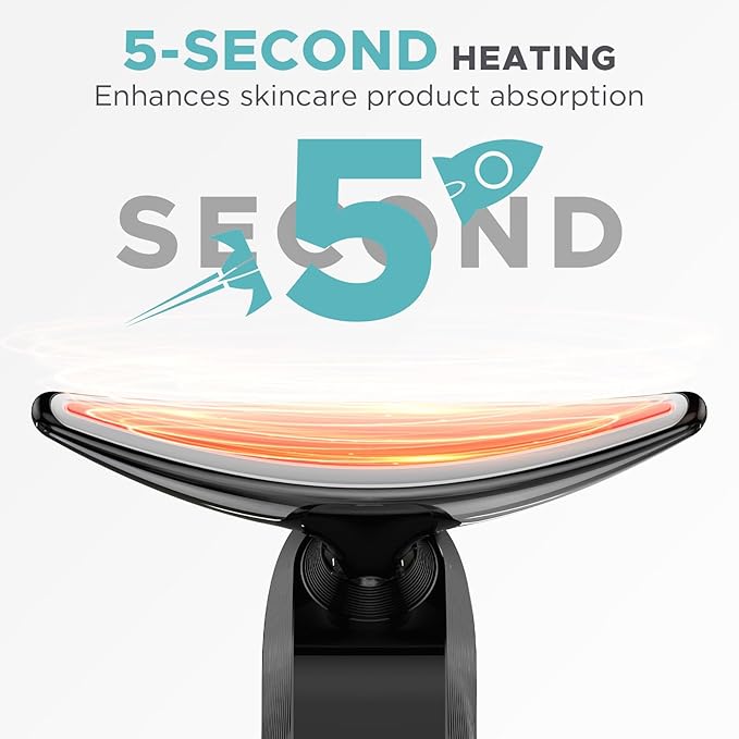 2025 Upgraded Red Light Therapy for Face Portable Charging Dock, Facial Neck Massager 3 Heat Settings, Vibrating Face Massage, 9-Color LED Light & 30-Day Battery | Home Spa Travel Skincare - Black