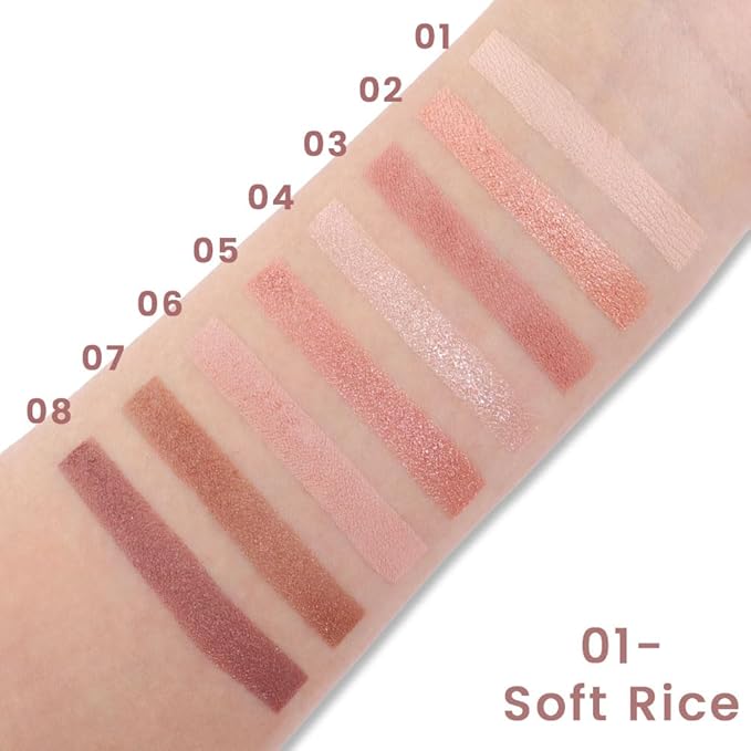SUAKE Nude Pink Eyeshadow Palette, Matte & Shimmer, High Pigmented 12 Colors Brown Purple Eye Shadow Primers for Eye Makeup, Korean Powder Palet de sombras de ojos (03-Soft Rice)