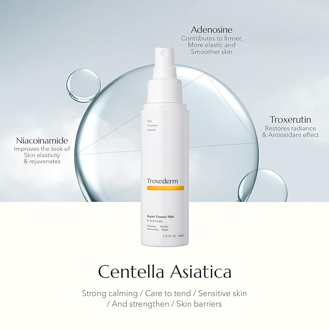 Repair Essence Toner Mist – Korean Hydrating & Cooling Face Mist with Niacinamide, Troxerutin & Centella Asiatica, Lightweight Facial Spray for Daily Skincare & Barrier Care, 3.38 Fl.oz