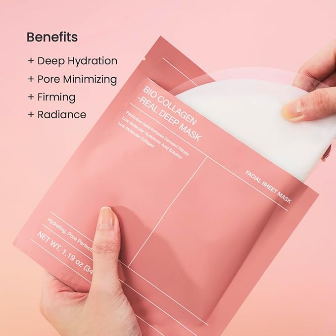 BIODANCE Collagen Pink Glow Trio: Collagen Real Deep Mask & Toner Pads & Peptide Serum for Plumping Hydration, Firming, Korean Skin Care, Skin Care Set
