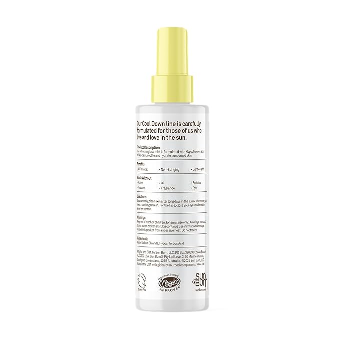 NEW Sun Bum Hypochlorous Acid Mist - Hydrating After Sun Mist to Cool and Soothe - Made for Sensitive Skin - Vegan - pH Balanced - Non-Stinging - 2 oz