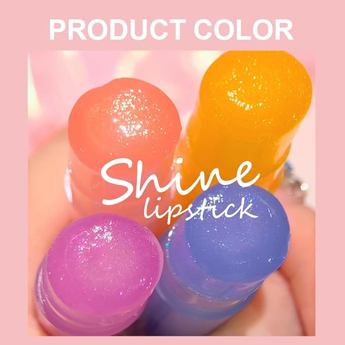 4 Pcs Shimmer Tinted Lip Balm Set, Hydrating Color changing Lipstick, Moisturizing Tinted Lip Gloss, Long Lasting Nutritious Balm Gift Set