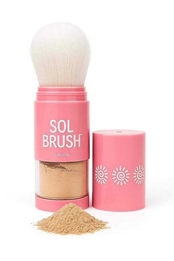 SPF 50 Mineral Sunscreen Powder, Broad Spectrum UVA/UVB Protection Sunscreen, Mess Free Brush On Applicator, Clean & Cruelty Free, Water Resistant (80 Minutes), Medium