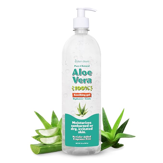 Organic Aloe Vera Gel 100% Pure & Natural Gel, Moisturizing, Face Skin & Hair Care, Made in USA, Unscented (1, Large (32 OZ)