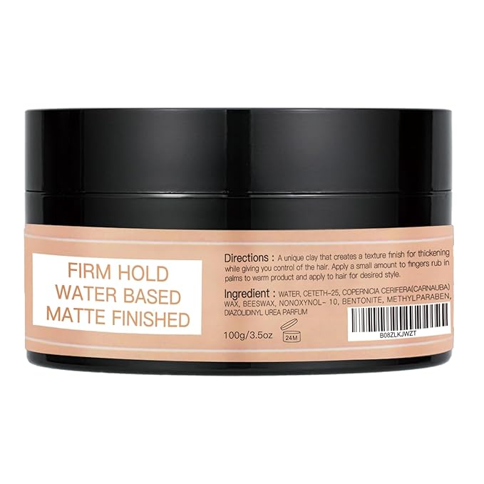 2PCS Hair Styling Clay for Men Firm Hold, Matte Finish Hair Clay Hair Paste for Men Water Based Matte Texture Pomade Mens Hair Products Add Volume, Firm Hold Clay Pomade Ideal for All Men's Hair Types