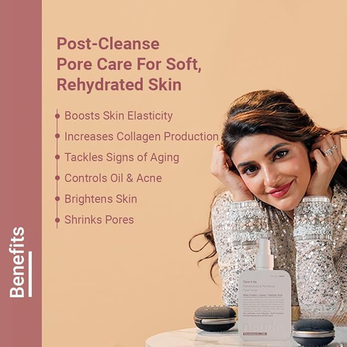 BEMT Niacinamide Face Toner – 100ml | with Milk Peptides, Whey Protein & 2% Salicylic Acid | Clarifying & Hydrating Toner for Smoother-Looking Skin
