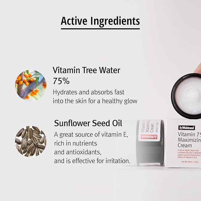 BY WISHTREND] Vitamin 75 maximizing cream, facial moisturizers, vitamin C&E, 50ml | All skin type, light-texture, refreshing-finish