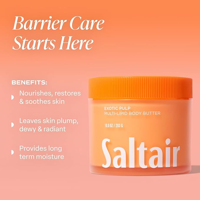 Saltair Multi-Lipid Body Butter – Hydrating 24-Hour Moisture – Body Cream for Soft Skin & Barrier Support – Ceramides, Coconut Oil & Shea Butter for Dry Skin Care – Exotic Pulp, 10oz
