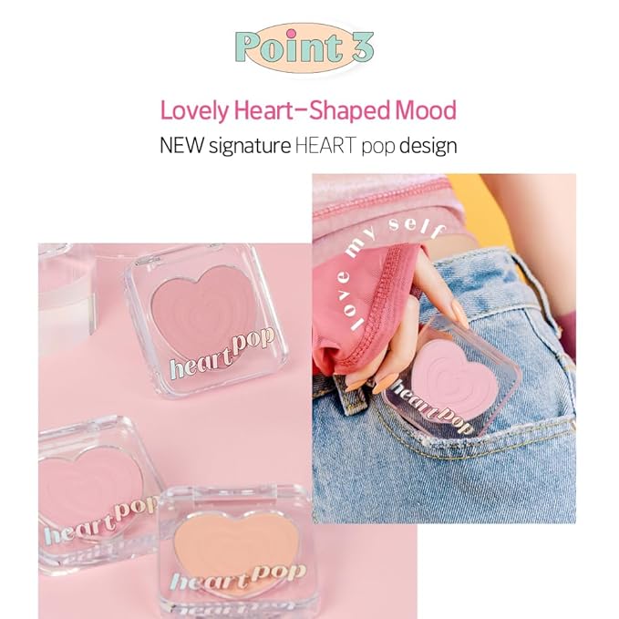 ETUDE Heart Pop Duo Blush, Milky Pink Cheek Colors, Natural Glow & Glossy Finish, Layering Formula, Compact 0.2 oz – Milk Drizzle