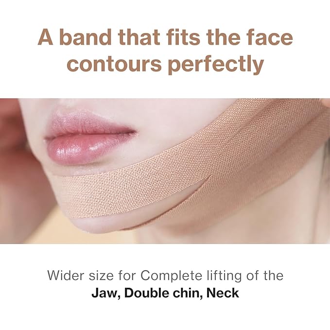 idplacosmetics Face Fit Minus Band V2 (4 ea.) — Korean Hydrogel Jawline Band with Ear Loops for a More Defined V-Line Look, Collagen, Peptides, Hyaluronic Acid