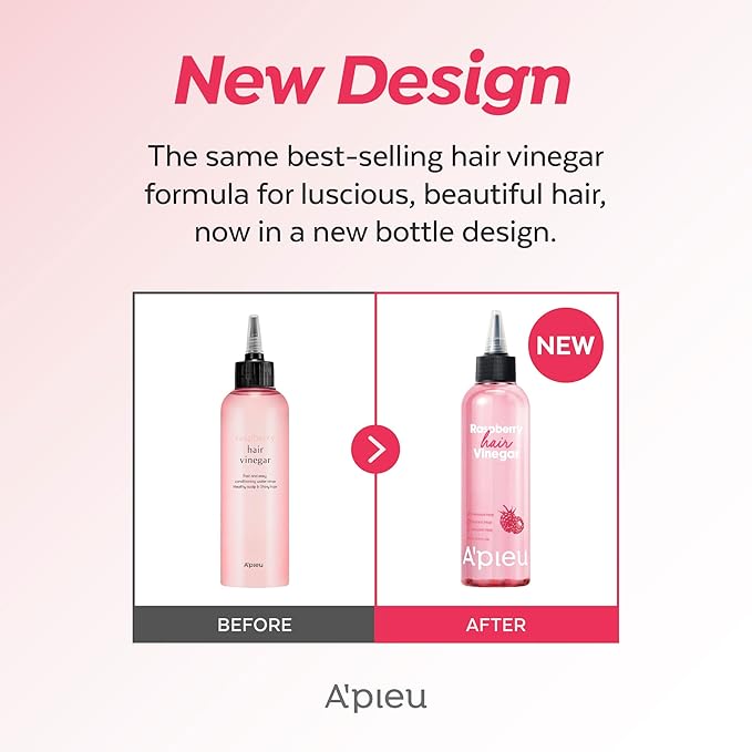 A’PIEU Raspberry Hair Vinegar Set of 2 for Scalp Detox & Clean, Smooth & Shiny Hair, Clarifying Treatment for Dandruff, Buildup, Oily & Itchy Scalp, pH Balancing, Korean Haircare, 6.76 fl oz