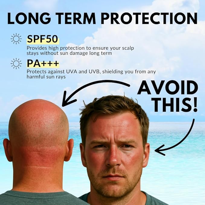 Daily Scalp Sunscreen Fragrance Free - SPF 50+ | Bald Head Care for Men | Everyday Face & Scalp Care | Matte, No Grease, Vegan | The Bald Brothers