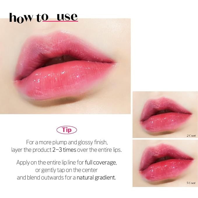 ETUDE Dear Darling Oil Tint #1 Real Cherry (0.14 fl.oz) | High Moisturizing and Strong Hydrating Lip Oil/Lip Gloss | Smooth and Moist Lips | Non-Sticky Lip Oil Tint For Dry Lips | K-beauty