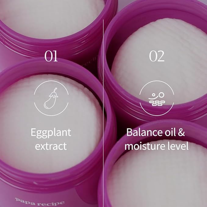 Papa Recipe Clearing Exfoliating Toner Pads – Dual-sided Korean Skin Care Pads with 1,000ppm of Eggplant Extract, AHA BHA PHA - Exfoliates, Hydrates & Smooths Skin Texture for Sensitive Skin - 70ct