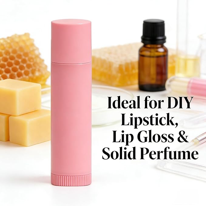 Value Pack of 100 Packs 5ml Empty Lip Balm Tubes, Leak-Proof Twist-Up Refillable Lipstick Containers for DIY Lip Balm，Lipstick, Lip Care Solid Perfume, Cosmetic Filling (PINK)
