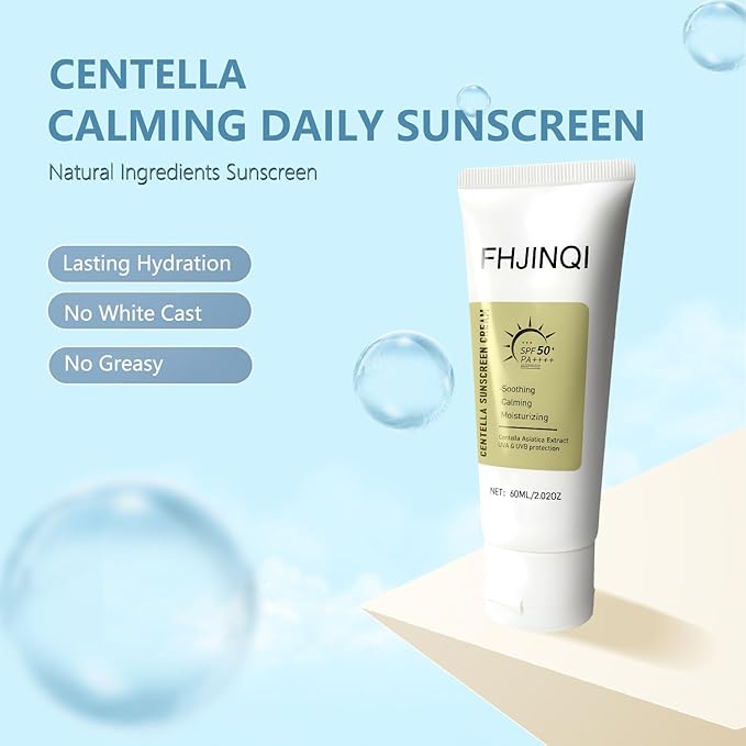 Centella Calming Sunscreen SPF50 PA++++, Daily Moisture Sunscreen Centella Asiatica No White Cast, Lightweight & Non-Greasy Sun Screen for Oily Sensitive Skin