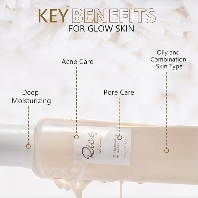 Rice Milk Facial Toner with Rice Extract & Core Protein - Hydrating Milky Toner for Oily/Combination Skin, Deep Moisturizing, Pore & Acne Care (140ml) + 100-Count Fluorescent-Free Cotton Pads