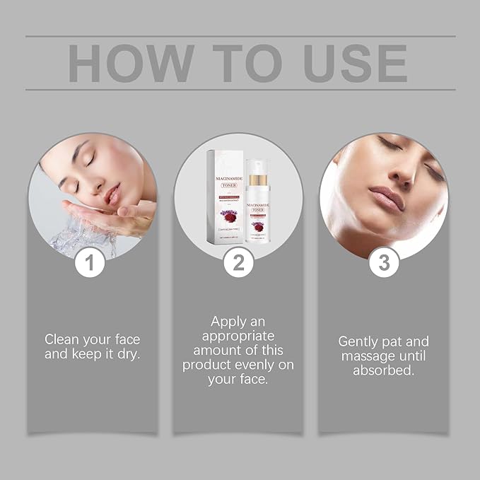 Niacinamide & Rice Water Toner, with Hyaluronic Acid & Panthenol, Hydrating Facial Essence for All Skin Types, Helps Improve Skin Texture & Radiance, 3.38 fl oz